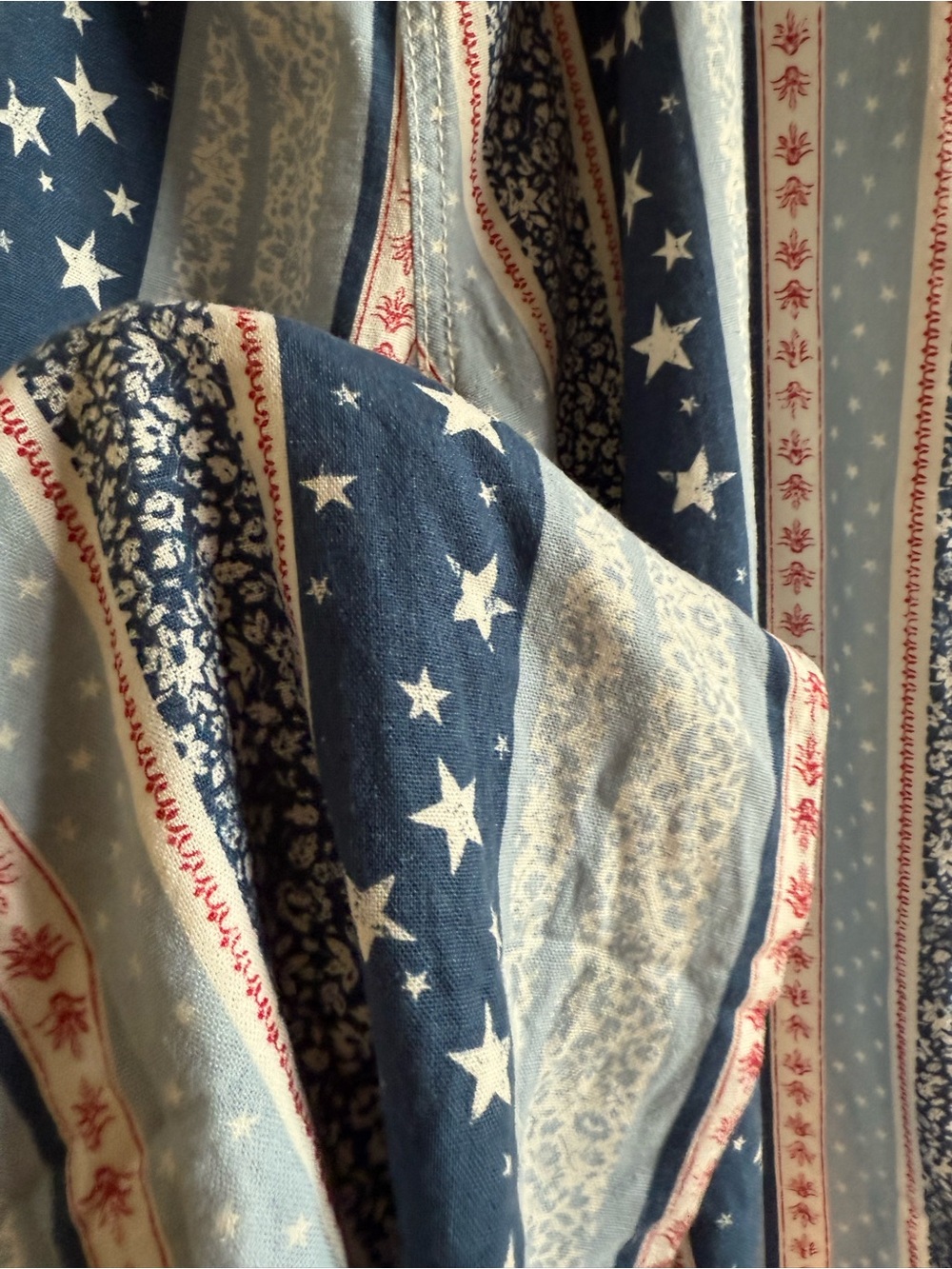 Cali1850 Americana Red White Blue Patchwork Linen Pants Size L - Picture 4 of 7
